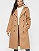 Escalier Womens Wool Coat Double Breasted Pea Coat Winter Long Trench Coat with Belt Camel S