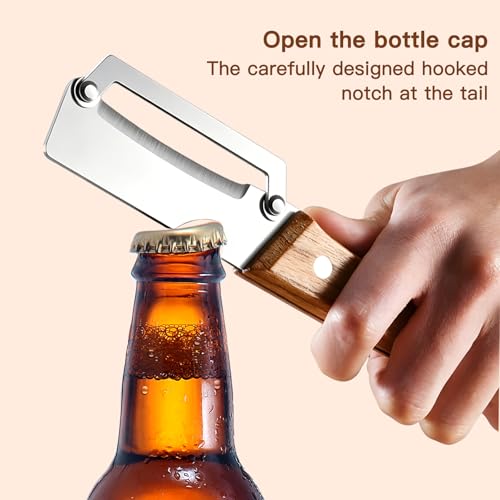 2 Packed Multifunktions Gemüseschäler für die Küche, Multifunktionaler Kuchen Schaler mit flaschenöffner, holzgriff