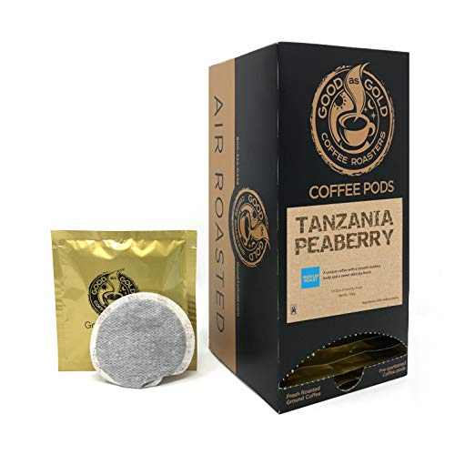 TANZANIA Peaberry Coffee Pods - Good As Gold Coffee Roasters: (1 Box /18 Coffee Pods)