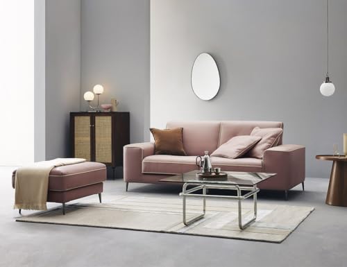 Image of Fabrique ASOS 3 Seater with Puffy Moden Design Leatherette Light Purple Sofa Sturdy Design with a Lightweight Frame & Stainless Steel Legs | Furniture for Home Office & Living Room
