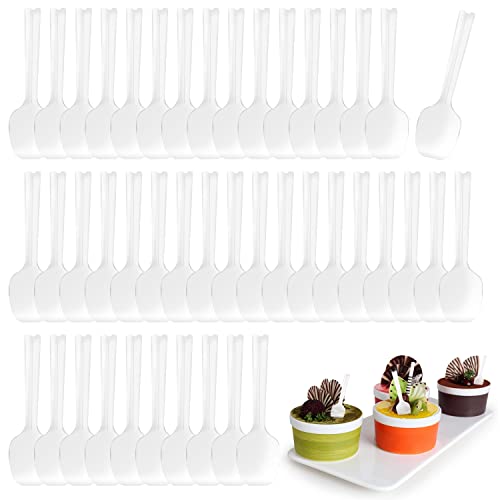 Cucharas Plastico, 200 Piezas Cucharas de Plastico, Reutilizables Cucharas Plastico, Mini Cucharas para Tartas Adecuado para Postre Café Gelatina Pudín(Transparentes)