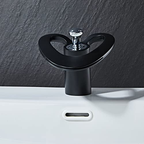 Waterfall Basin Taps Bathroom Mixer Sink Tap Black Single Lever Hot and Cold Mixer Monobloc Taps, White - Image 4