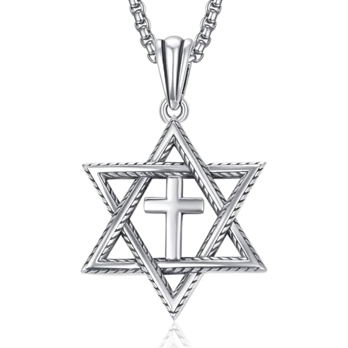 ADMETUS Star of David Necklace 925 Sterling Silver Jewish Star Pendant Estrella de David Jewelry Gifts for Men with 22