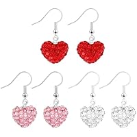 3 Pares Pendientes de Gota de Corazón, Pendientes de Corazón con