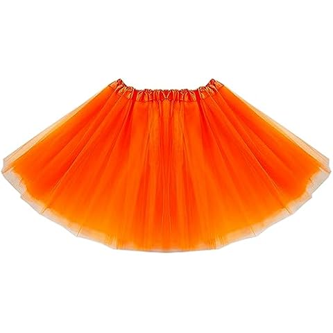 Girl Tutu Skirt, 3-Layer Tulle Princess Ballet Dress Baby Skirt Dress Up Princess Dance Party for 3-10 Years Old (US, Alpha, One Size, X-Large, Regular, Orange) Cover