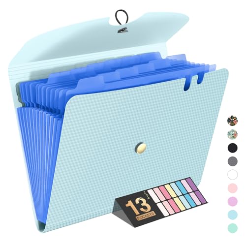 Sooez Pasta de arquivos expansível, organizador de arquivos sanfonado com 13 bolsos, pasta de arquiv