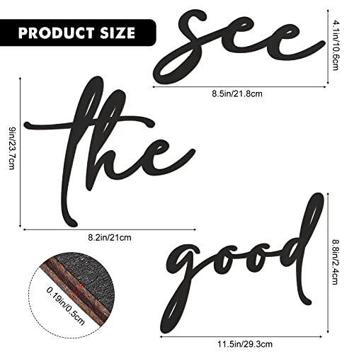 Unittype 3 Pieces See The Good Wall Art Black Wood Wall Decor Rustic Wood Wall Art With Inspirational Boho Decorative Modern Kitchen Art Minimalistic For Living Room Kitchen Kids Room Office #TOP1