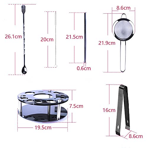 Bar Set, 19 Stuk Roestvrijstalen Cocktail Shaker Bar Tools, Met Roterende Displaystandaard, Premium Barting-Kit Voor… - Afbeelding 8