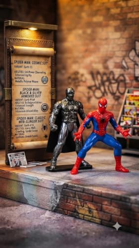Image of pmw - Spider-Man Action Figure Set, Pack of 3, Multicolour | Classic & Variant Suits, Collectible Figurines, Marvel Characters, Display Ready, Kids & Collectors