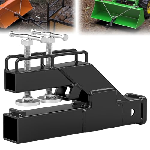 2026 Upgraded Clamp on Trailer Hitch for Tractor Bucket Non-Slip Black Tractor Bucket Hitch Receiver for 2 Ball Mount Adapter Compatible with Kubota Deere Bucket Attachment Accessories