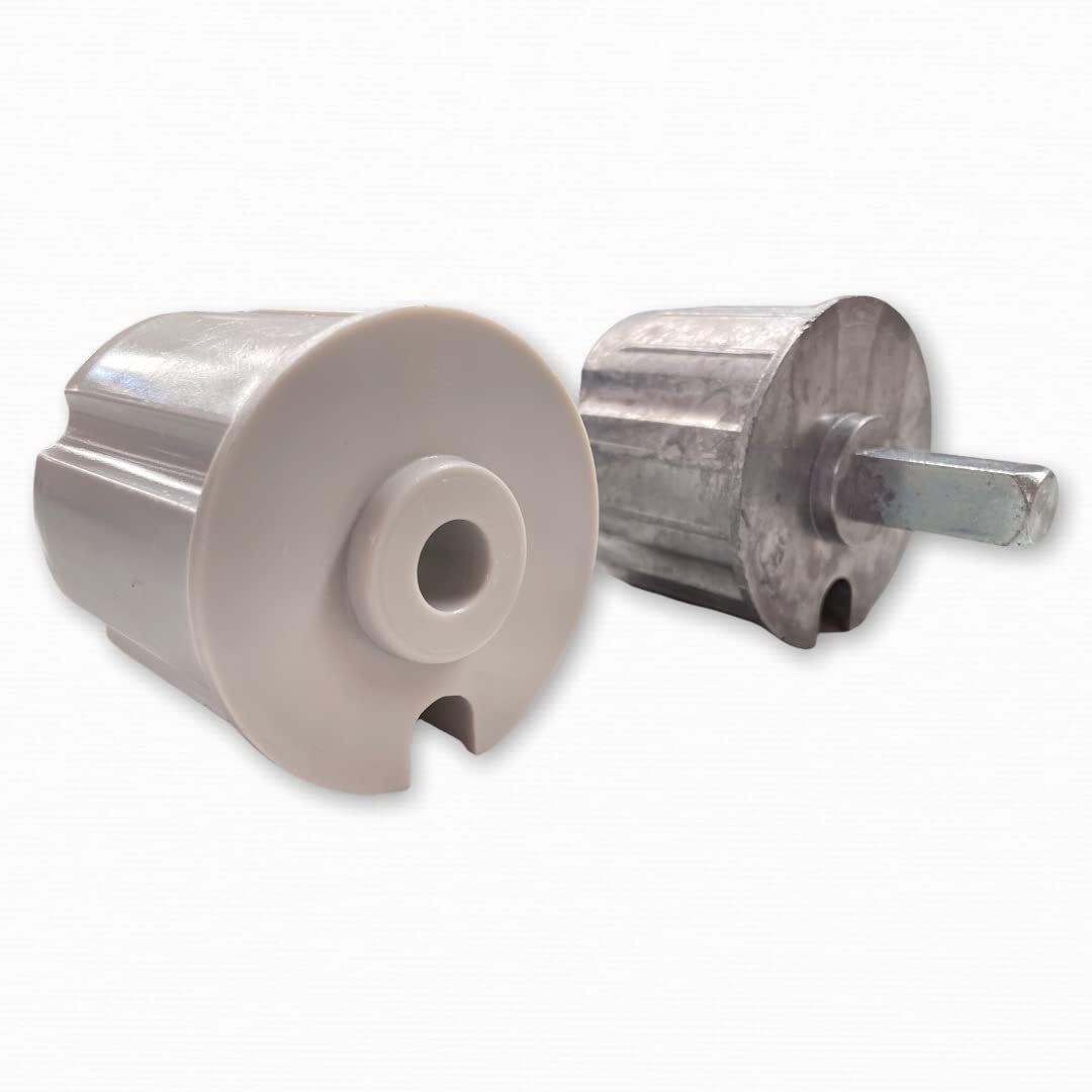 Teletoldo Casquillos para Toldo 60mm | Juego de 2 Cantoneras (Máquina + Pivote) | Compatible con Cuadradillo 13x13 | Metálico + Plástico Reforzado | Repuesto Profesional