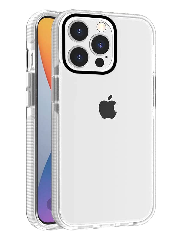 iPhone 14 Pro Max Transparent TPU Shockproof Drop Resistant Cell Phone Case (White)