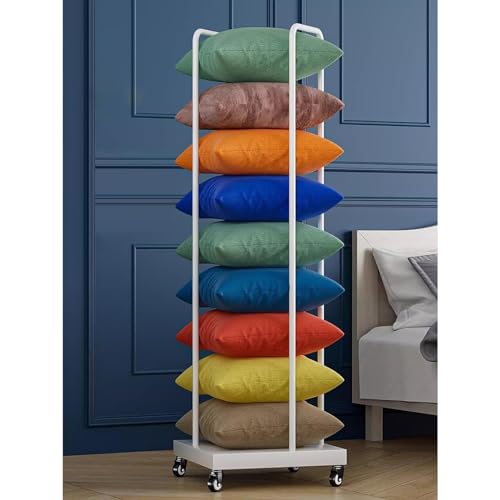 Estante de almacenamiento para almohadas, soporte de cojín rodante para tienda minorista, dormitorio, sala de estar con ruedas