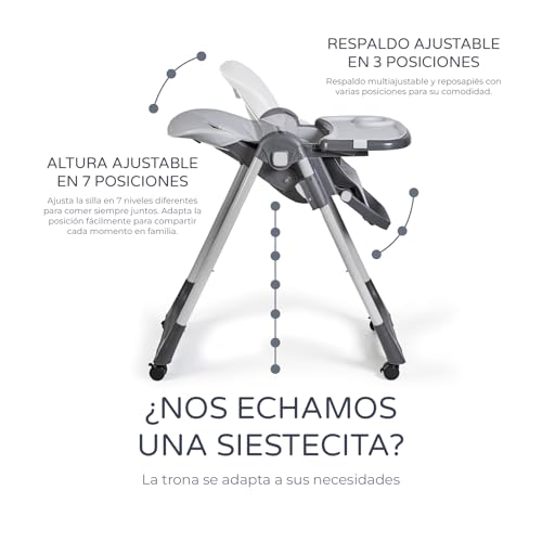 Miniatura 3 de Ms Babyworld - Trona Para Bebe Evolutiva Tasty 7 Posiciones De Altura Y 3 De Reclinación Bandeja Extraíble Y Reposapiés Regulable Portatil, Plegable, Hasta 3 Años