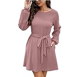 Kleid Weiblich Elegant Schlichte Kleider Legere A Linien Bequemer Wickeln V Ausschnit Tunika-Kleid Damen Longsleeve Soft Frühjahr Chiffon Rosa