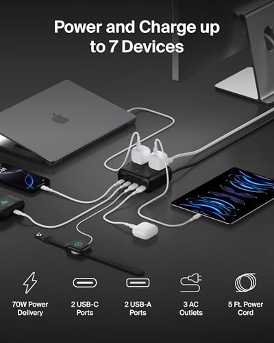 Belkin 70W GaN 7-in-1 Charging Station with AC Outlets — view 2