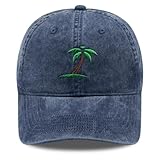 DYBICKT Embroidered Palm Tree Baseball Cap for Men Women, Funny Washed Cotton Classic Vintage Dad Hat Navy Blue, Beach Outdoor Birthday Gifts Ideas