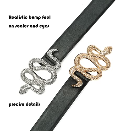 Earnda Fashion Designer Black Belts For Women's Jeans Snake Buckle Ladies Faux Leather Waist Belt Silver X-Small #TOP6