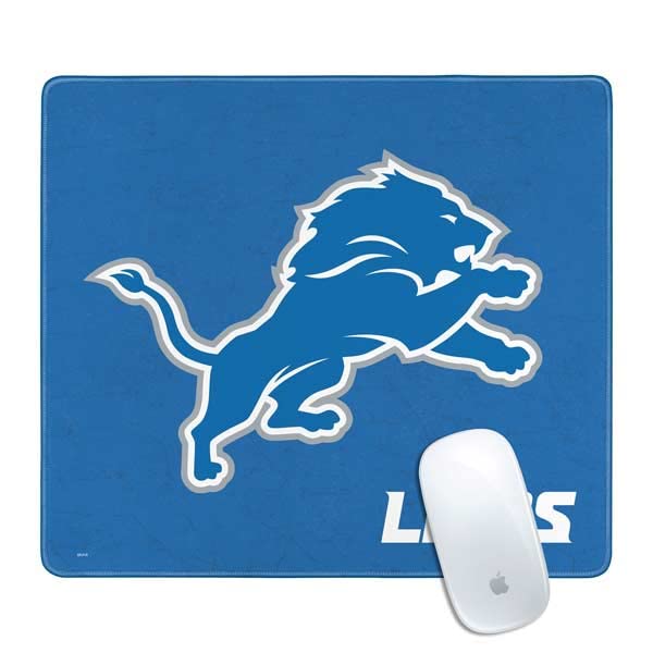 Skinit Small Gaming Mouse Pad - Officially Licensed Detroit Lions Distressed Design with Stitched Edges, Waterproof, Non-Slip Rubber Base, Desk Mat for Keyboard & Mouse, 12.6
