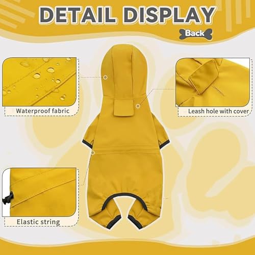 Mihauuke Regenmantel Für Hunde,wasserdichte Verstellbare Leichte Gelbe Bekleidung | Regenmantel Mit Kapuze Für Hunde - Für Welpen Mittelgroße Rassen Regnerisch Weihnachten Halloween Schnee