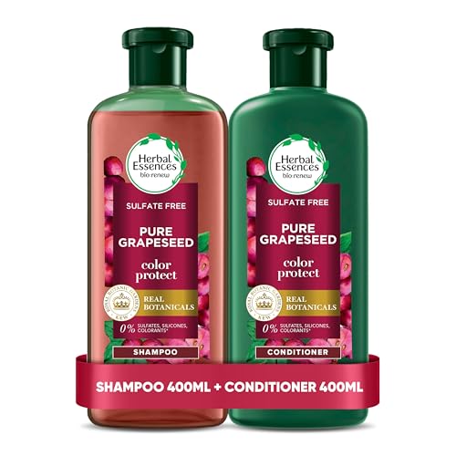 Herbal Essences Sulfate-Free Color Protect Shampoo and Conditioner with Certified Pure Antioxidant-Rich Grapeseed 400ml+400ml