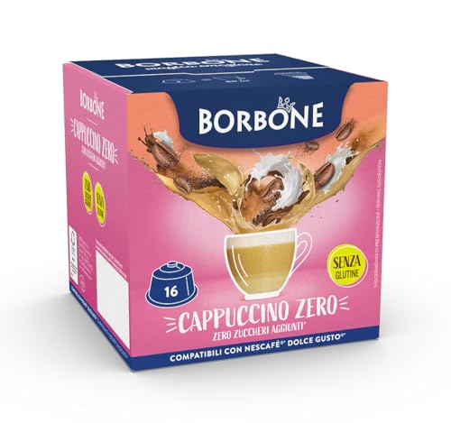 Caffè Borbone Cappuccino Zero - Zero Grassi, Zero Zuccheri, Zero Glutine - 16 Capsule - Compatibili Con Macchine Ad Uso Domestico Nescafè®* Dolce Gust