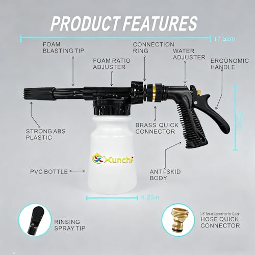 Foam Gun Car Wash Gun, Foam Blaster Equips 3/4" Universal Garden and Quick Connector (Connects to Any Garden Hose) for Watering Plants, Lawn, Patio, Car Wash, Cleaning by XUNCHI - Image 3