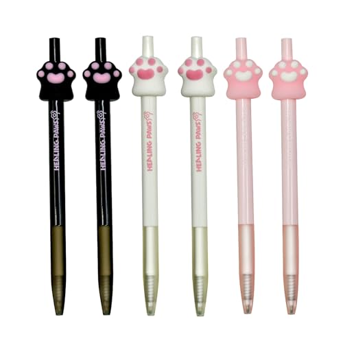 6 PCS Bolígrafos de gel retráctiles patas de gato negro