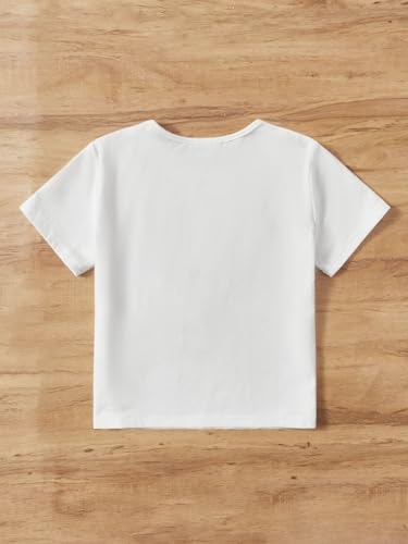 SweatyRocks Girl's Graphic Print Contrast Sequin T Shirt Scoop Neck Short Sleeve Tee Tops2