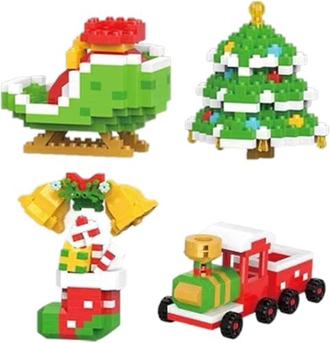 12 Pack Christmas Building Blocks Set, Santa Claus Mini Figures, DIY Stocking Stuffers