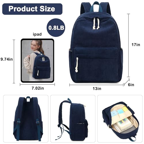 Image of BTOOP School Backpack for Teens Large Corduroy Bookbag Lightweight 15.6 inch Laptop Bag for Girls Women Casual High School College