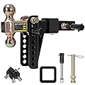 SPECSTAR Adjustable Trailer Hitch, 6-Inch Rise/Drop Steel Drop Hitch, 2 & 2-5/16 Inch Ball Fits 2-Inch Receiver 15,000Lbs GTW Tow Hitch with Double Stainless Steel Locks