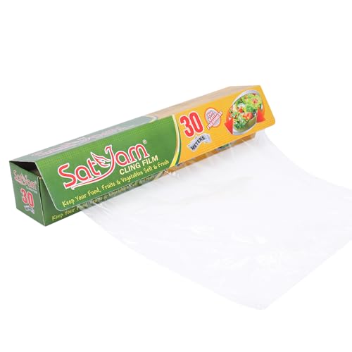Image of Satyam Cling Film, 30 Metres x 30 cm, Multipurpose Food Wrapping Paper Food Grade Wrap, Biodegradable Food Wrapping Roll Food Storage & Wrapping for Freshness (Pack of 3)