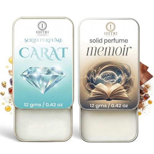 Image of Solid Perfume |Carat&Memoir Alcohol Free Wax Perfume Balm, Long Lasting | Pocket Tin 12g, Pack Of 2| Non Greasy Smooth Glide, Travel Friendly Men And Women
