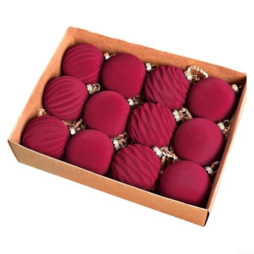 Zilimontt - Zilimontt 12 Stück Plüsch-Samt-Weihnachtskugeln für Baumschmuck und festliche Tafelaufsätze mit langlebigem Kunststoffmaterial (A)