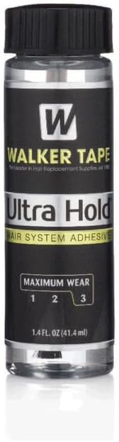 Ultra Hold Adhesive For Lace Wigs,Toupees By Walker Tape (1.4 FL OZ - 41.4 ML (Pack of 1)) | Waterproof | Maximum Wear(4+ Weeks) | Clear Transperent Glue | Skin Safe