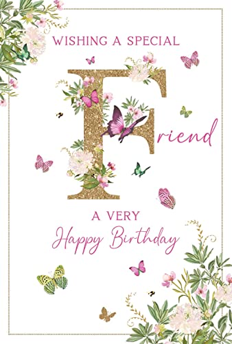 Nigel Quiney 'Special Friend' Female Birthday Card for Women/Girls - Butterflies & Flowers with Foil Details - Eco-Friendly & Recyclable