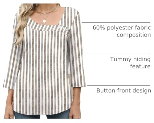 Image of LOMON Womens 3 /4 Length Sleeve T Shirts Asymmetrical Neck Tops Business Blouses for Women Fashion 2026