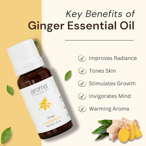 Image of Aroma Treasures Ginger Essential Oil | 100% Pure & Natural Theraputic Essential oil for healthy Skin, body, Aromatherapy - 10ml
