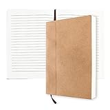 Lined Paper Refill Notebooks - for Moonster Refillable Leather Journal - Eco Friendly Acid-Free & Tree-Free Recycled Cotton Sheets A5 Ruled Notepad 8.25 x 5.75 Inches with 220 Soft Pages and Bookmark