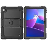 for Lenovo Tab 10.1(TB-311XU) /K10C TB311FU 2025 Case,Heavy Duty Rugged [Kickstand] [Shoulder Strap] Tablet Case Drop Proof with Hand Strap Stand Protector Pencil Holder(Black)