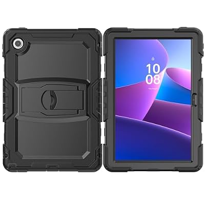 for Lenovo Tab 10.1(TB-311XU) /K10C TB311FU 2025 Case,Heavy Duty Rugged [Kickstand] [Shoulder Strap] Tablet Case Drop Proof with Hand Strap Stand Protector Pencil Holder(Black)