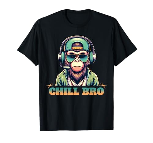 Chill Bro Cooler Affe mit Sonnenbrille Gamer Gaming T-Shirt Chill Bro Cooler Affe mit Sonnenbrille Gamer Gaming T-Shirt