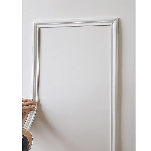 Peel and Stick Flexible Wall Molding Trim Self Adhesive Decorative Strips, DIY 3D Ceiling Trim for Home Décor on Cabinet Door Mirror Frame, 1.3in(W) ×16ft(L), White by LaRolls - Used condition - US$26.53