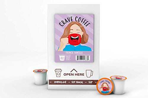 Image of Crave Beverages Flavored Coffee Pods Compatible with 2 K-Cup Brewers, Single Serve French Vanilla, 40 Count