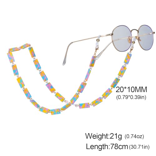 Image of kkjoy Acrylic Glasses Chain Colourful Squares Beach Holidays Sunglasses Holder Strap Eyeglass Lanyards for Women Men
