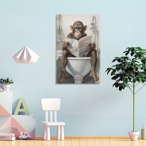 Affiche moderne singe sur les toilettes impression d'art sur toile