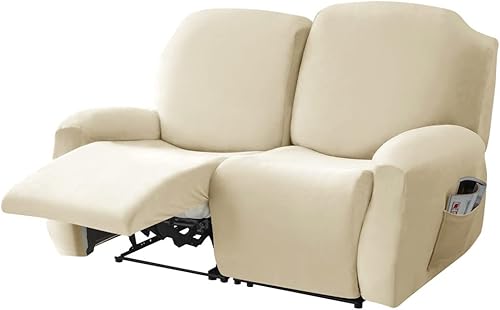 Vista 69 de Fundas de terciopelo elástico para sillas reclinables, fundas para sofá biplaza de 2 cojines, 6 piezas, fundas protectoras para muebles con bolsillo