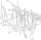 Bonnin 100pcs Eye Pins 40mm Silver Plated – Jewellery Making Findings for DIY Beading, Earrings, Necklaces & Craft Projects