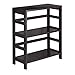 Winsome Wood Leo Wood 3 Tier Shelf with 3 Rattan Baskets - 1 large; 2 small in Espresso Finish